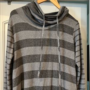 Cowlneck, drawstring soft long sleeve light sweater.